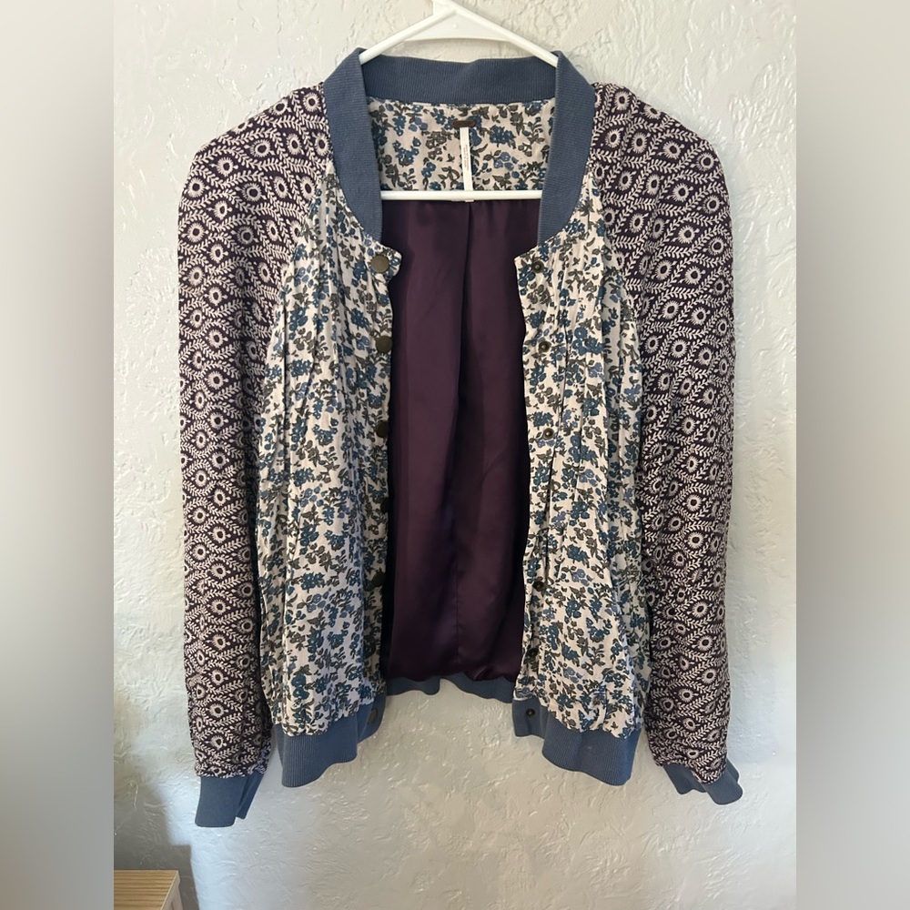 Free People Patterned Bomber Jacket - image 1